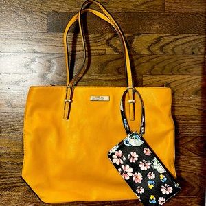 Nine West golden yellow leather bag
